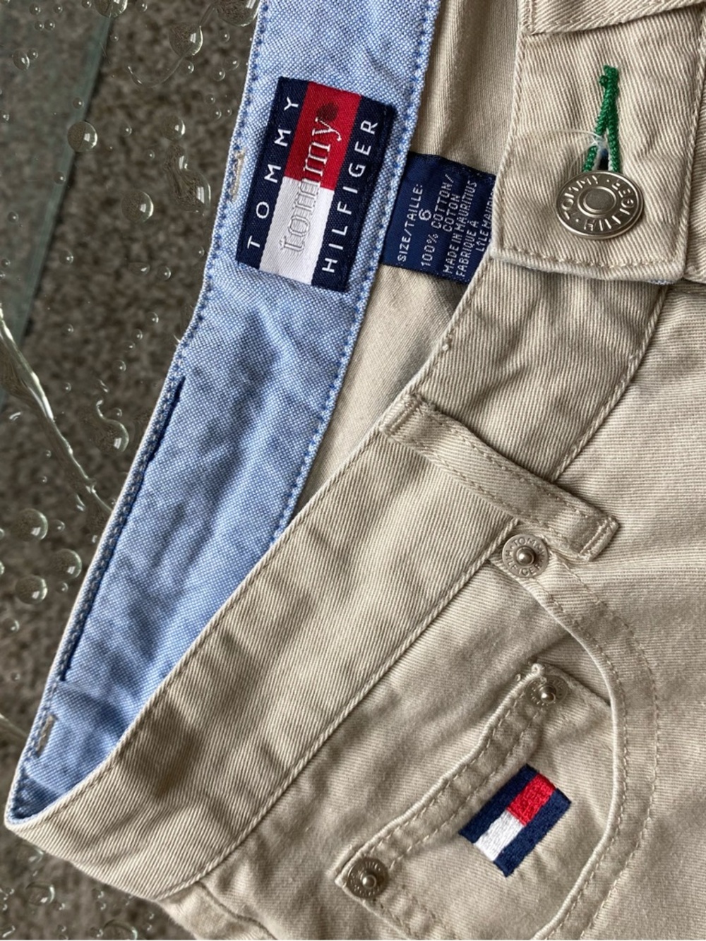 Y2K Tommy Hilfiger Beige Khaki Pants with Logo Flag Details - Picture 2 of 7